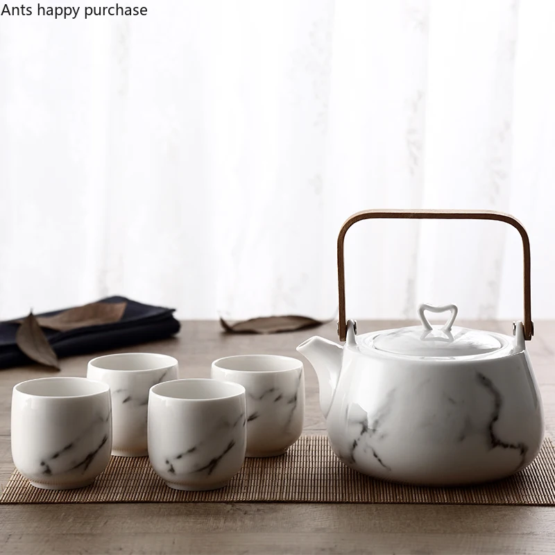 Чайный набор с мраморной текстурой Японский керамический чайный кунг фу чайная