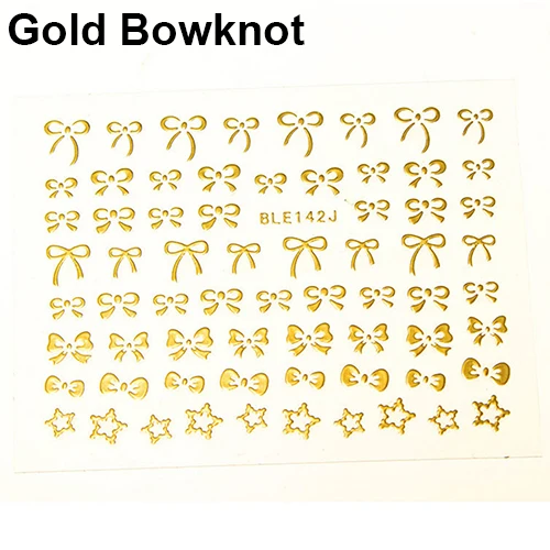 Gold Bowknot 3D бантик сердце дизайн ногтей Советы Декор шпильки стикеры Самоклеющиеся DIY украшения Маникюр наклейки - Цвет: Gold Bowknot