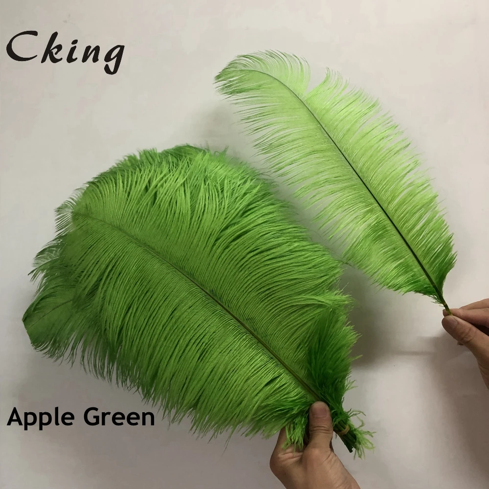 

Apple Green dye Ostrich Feathers 15-60CM 6-24 Inch Diy Christmas Party Wedding Dress Decorations Natural thin rod Ostrich plumes