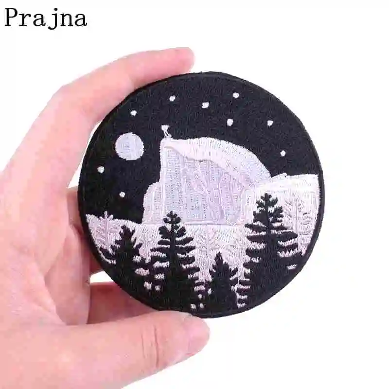 Prajna нашивки с изображением природы леса, железные вышитые нашивки на одежду, аппликация, сделай сам, наклейки для кемпинга, Значки для декора одежды