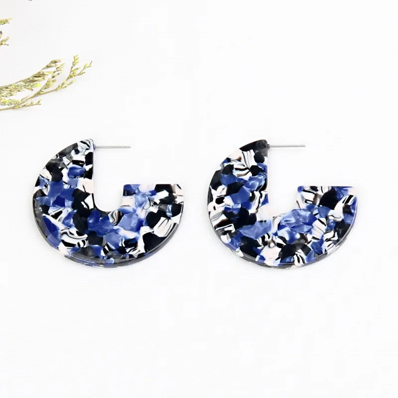 blue Beadsland Уксусные акриловые серьги-кольца нео-готика Мода неправильный круглый дизайн женские Девушки Танцы вечерние Рождественский подарок 39297 - Окраска металла: blue
