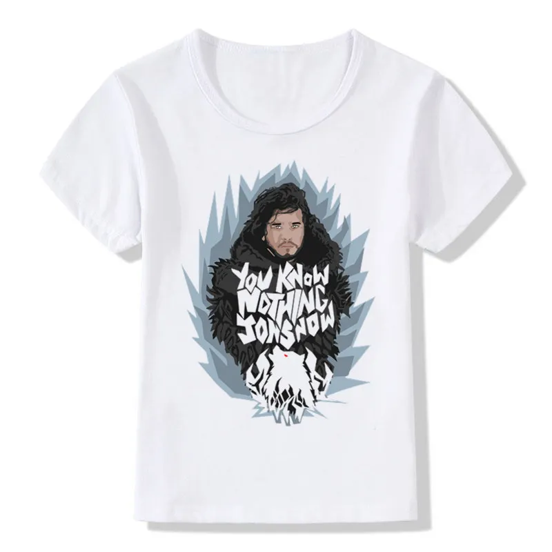 Модная футболка с принтом You Know Nothing Jon Snow для мальчиков и девочек детская Детские