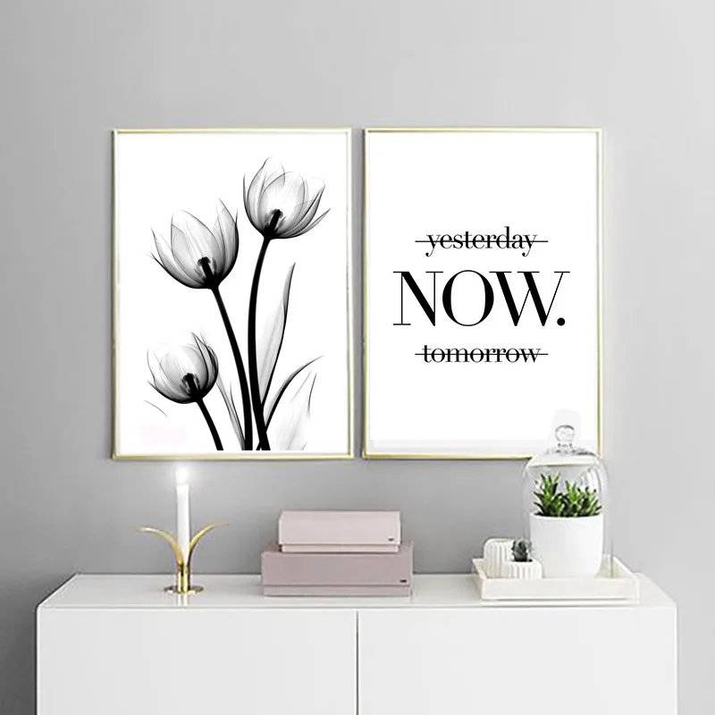 Цветок с принтом лотоса черно-белая фотография богемный декор для цветов