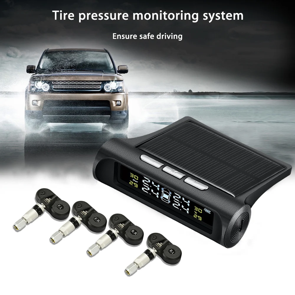 TP880 автомобильный TPMS система контроля давления в шинах солнечная энергия жк-цветной дисплей с 4 внешними или внутренними датчиками Авто сигнализация