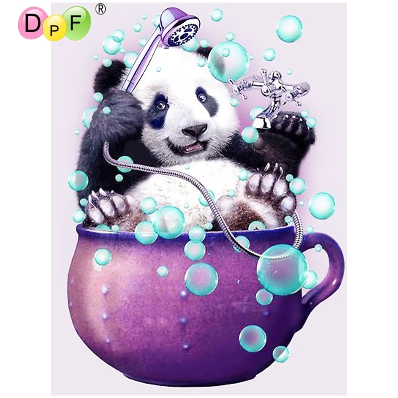 DPF DIY Подарочная Бриллиантовая вышивка забавные Ванна панда 5D полное изображение