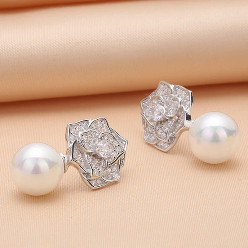 Серьги гвоздики женские из серебра 925 пробы с пресноводным жемчугом|silver stud