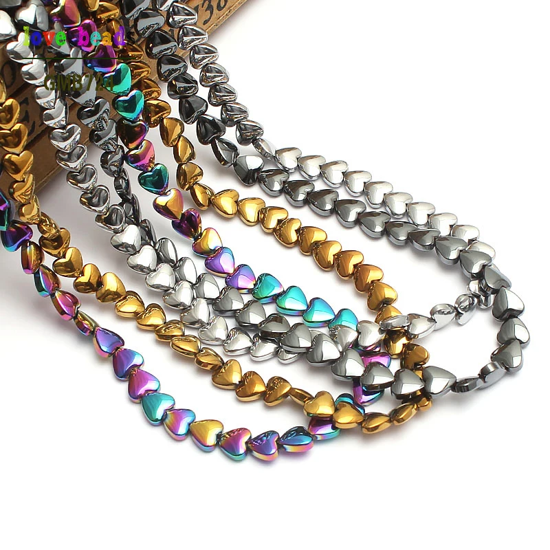 Из Натурального Гематита каменные бусы 6*5 мм Сердце Свободные Spacer Бусины для