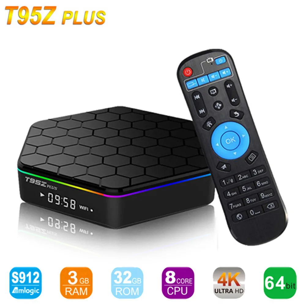 ТВ приставка leelbox t95z plus android 7 1 Восьмиядерный процессор amlogic S912 3 ГБ 32 4K HD двойной Wi Fi