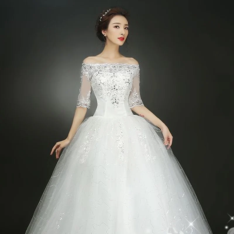 Свадебные платья Robe De Mariee Princesse Свадебные платья Аппликация половинные рукава пышные платья невесты аксессуар для невесты Корейский стиль TS426