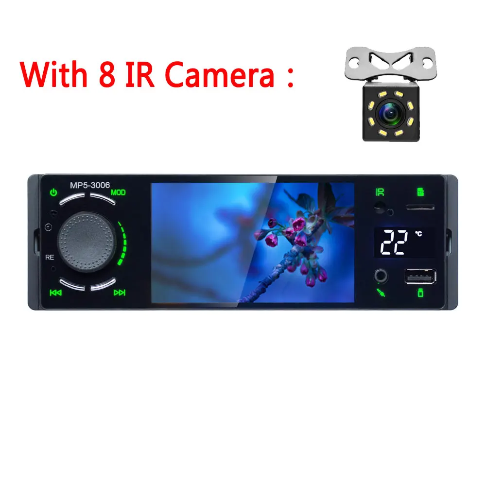 With 8 IR Camera Podofo " Автомагнитола Bluetooth Авторадио 1 Din сенсорный экран стерео аудио видео MP5 USB TF дисплей температуры Handsfree In-dash - Цвет: With 8 IR Camera
