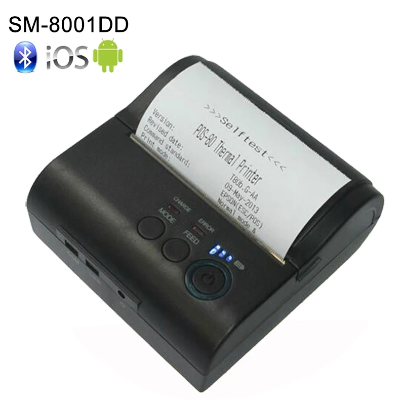 Портативный термопринтер 80 мм для мобильных телефонов Android 4.2.2 Bluetooth 4 0