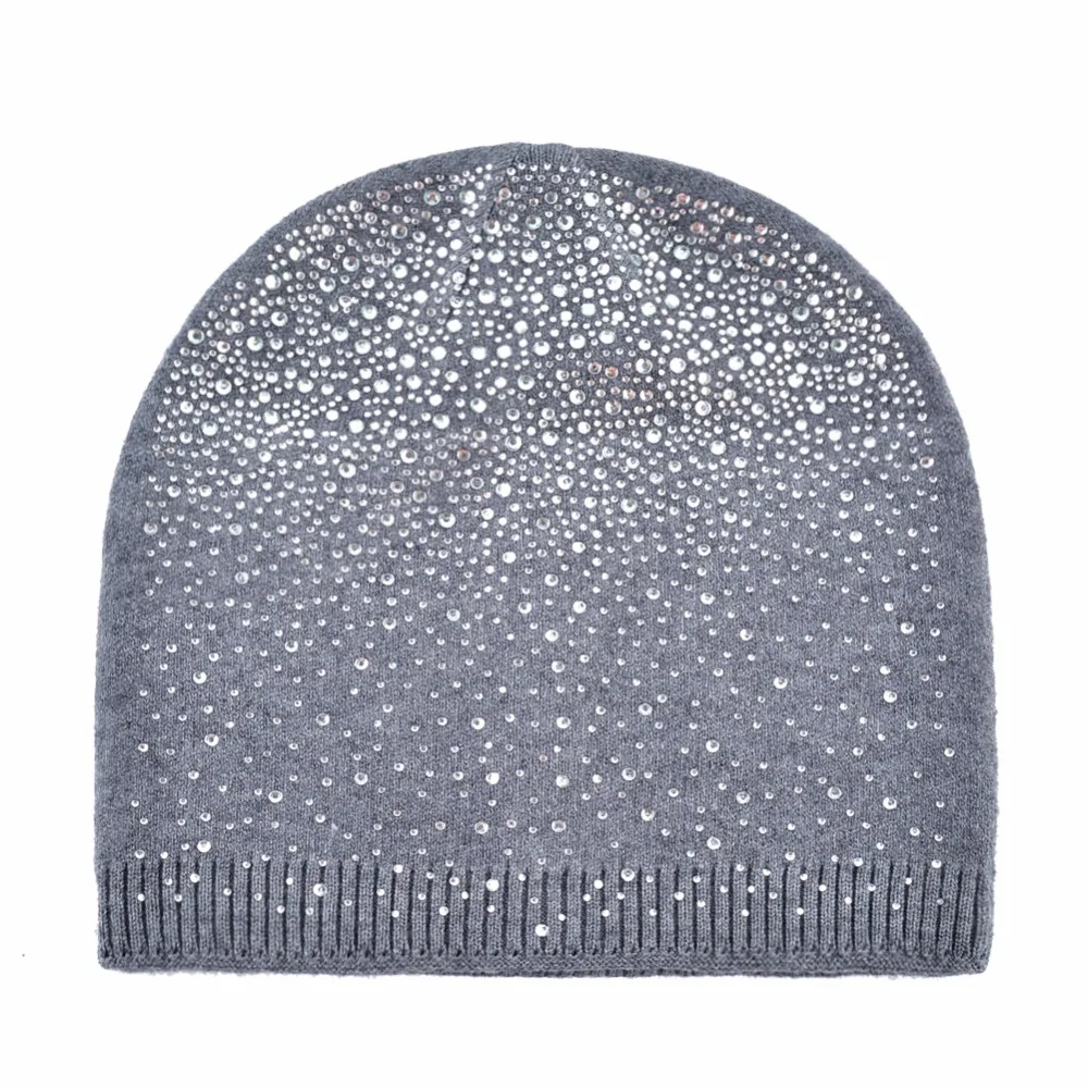 Зимние женские шапки TQMSMY вязаные из шерсти толстые теплые со стразами с рисунком