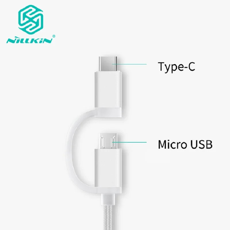 Nillkin 2 в 1 mi cro USB + type C зарядный usb-кабель для передачи данных Xiao Pocophone F1 8 samsung sony huawei |