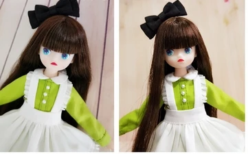 light green 3 шт./компл. милый наряд горничной длинная, с коротким рукавом платье повязка на голову для blyth OB24, Azone 1/6 куклы аксессуары - Цвет: light green