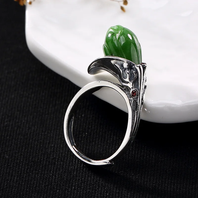 Anel Feminino настоящая женская яшма 2018 Новый S925 чистый антиквариат мозаика