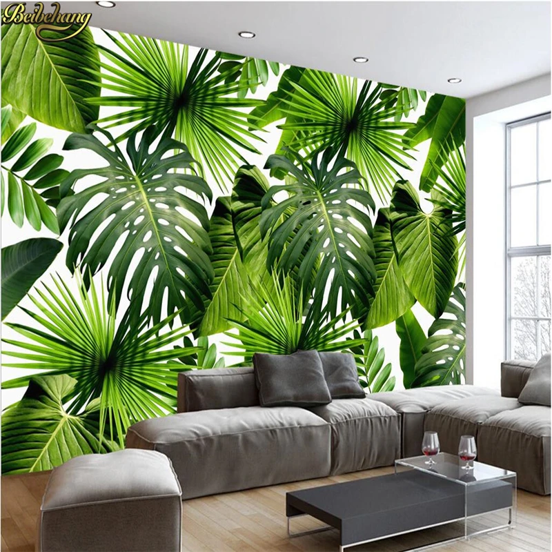 beibehang Custom Wallpaper Large Mural Modern Simple Fresh Rainforest Plant Basho Leaf Pastoral Background Wall | Обустройство дома