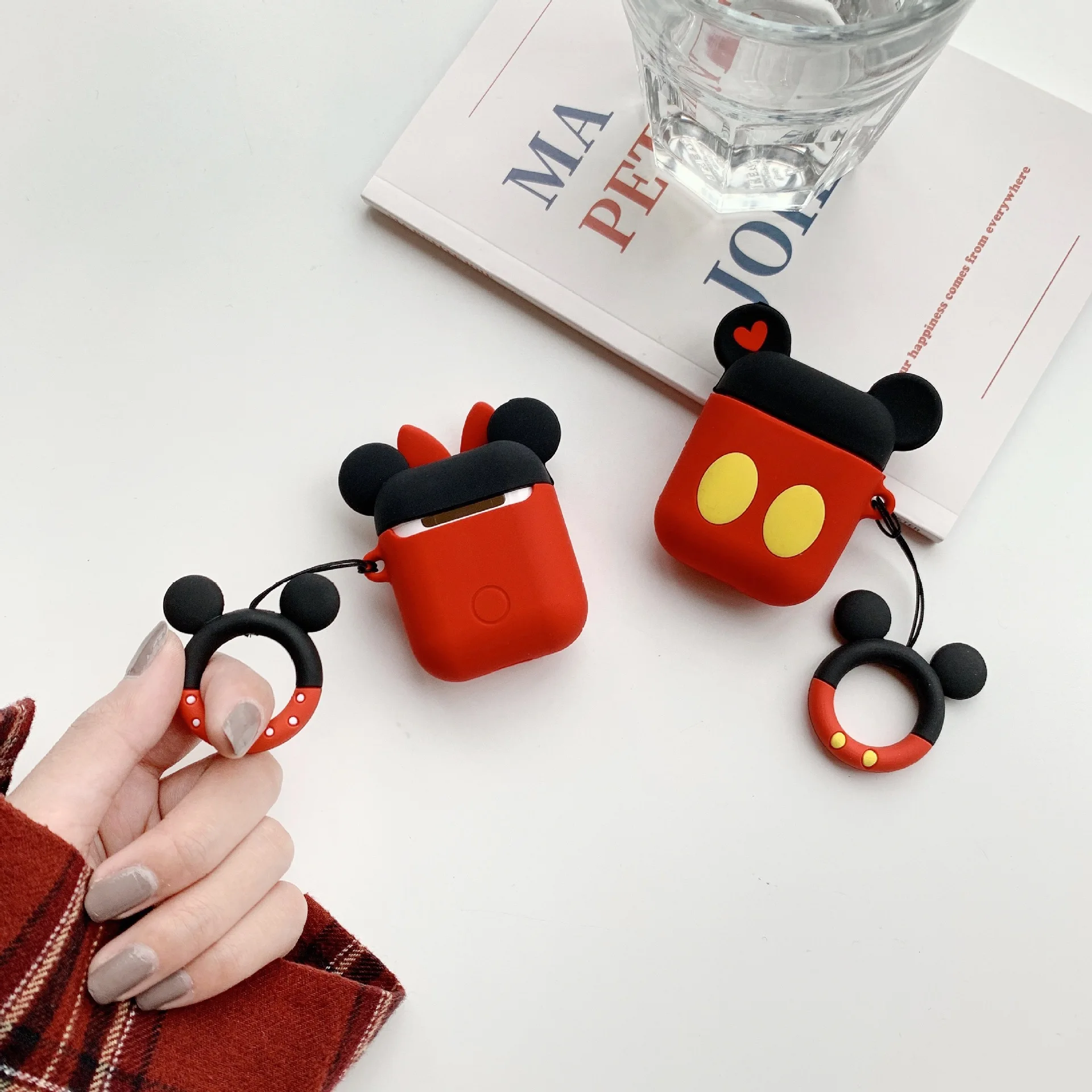 Силиконовый защитный чехол с милым мультяшным Микки и Минни для Apple Airpods