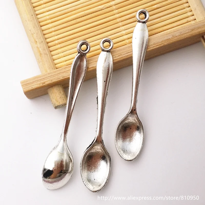 

100 pieces/lot Size 11x55mm Metal/Alloy Antique Silver Color Spoon Charms Pendant DIY zakka Jewelry Accessories Finding