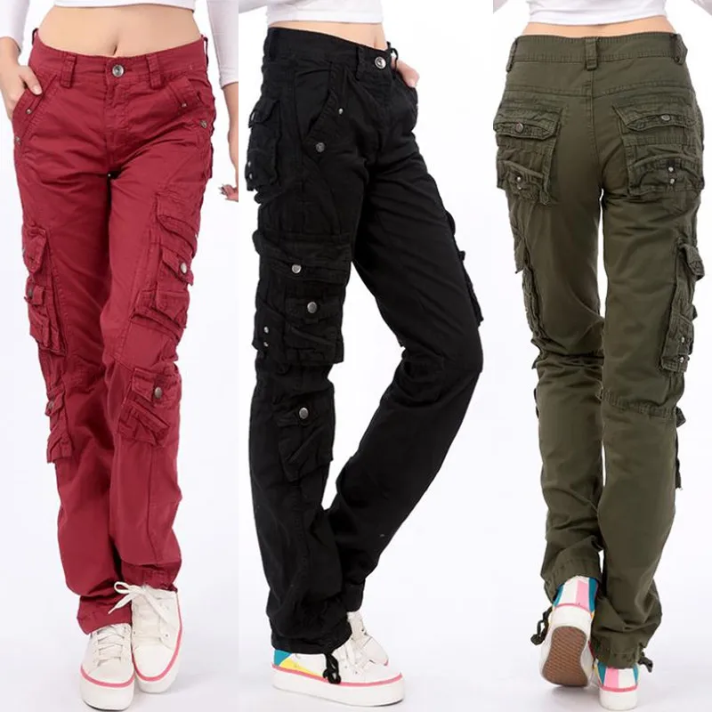 Pantalon femme Весна женские прямые брюки карго с несколькими карманами джинсовые комбинезоны дамские модные мешковатые Джоггеры для тренировок
