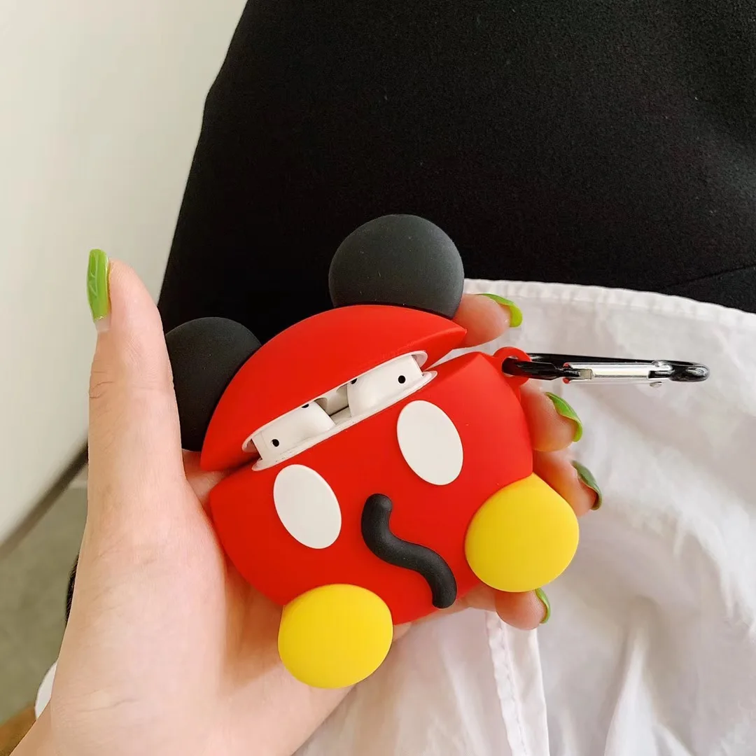 Для Airpods Air Pods силиконовый чехол Микки защитная сумка-чехол Защита от потери Fundas аксессуары