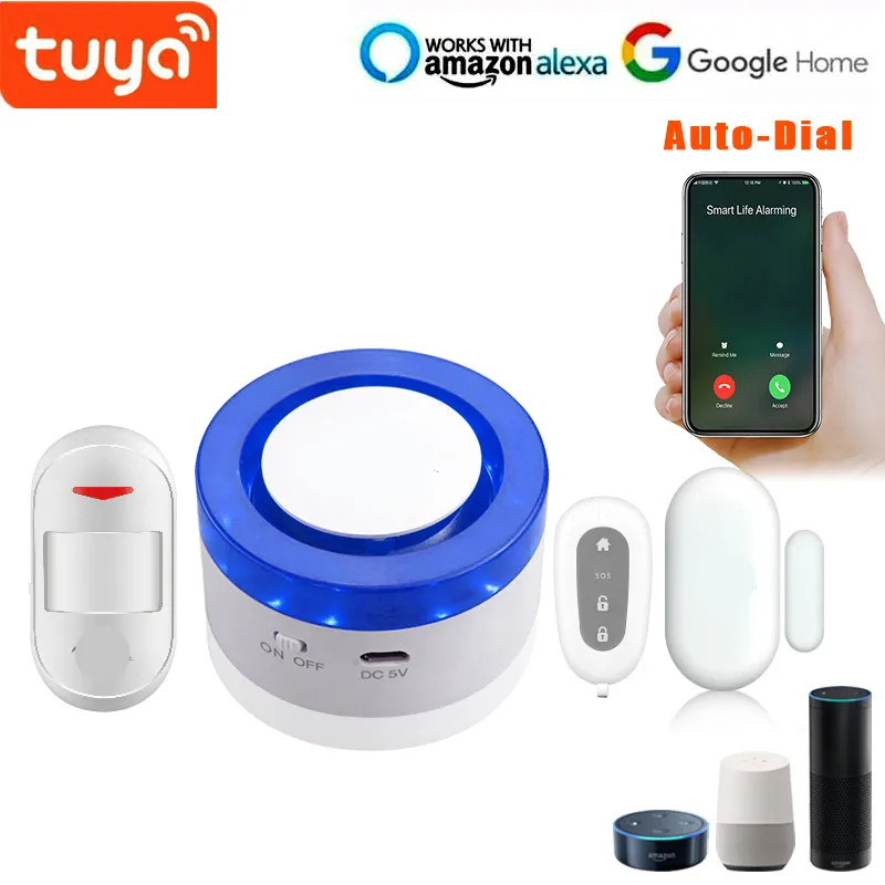 Tuya Wi-Fi Strobe Flash Siren Alarm With Door Sensor PIR Motion Sensor Built Your Smart Home