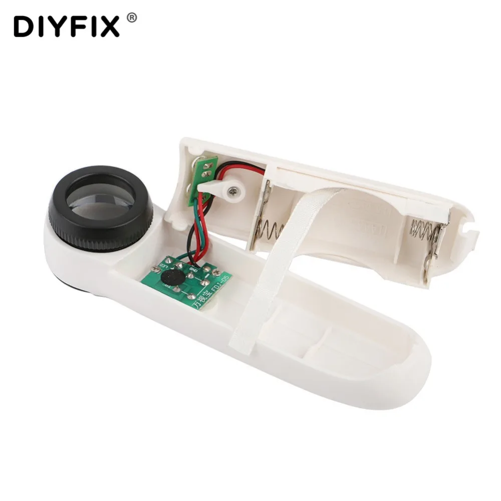 DIYFIX 2 светодиодный светильник ручная лупа для чтения оптическая Лупа 40X