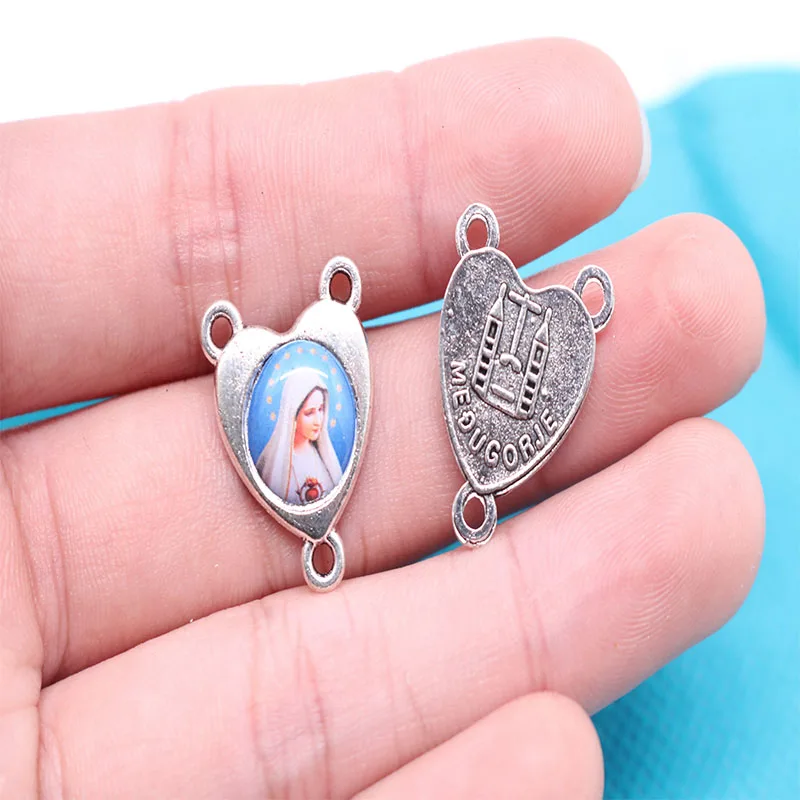 Католическая Мэри случайные иконы четки оптовая продажа браслет розовый центр