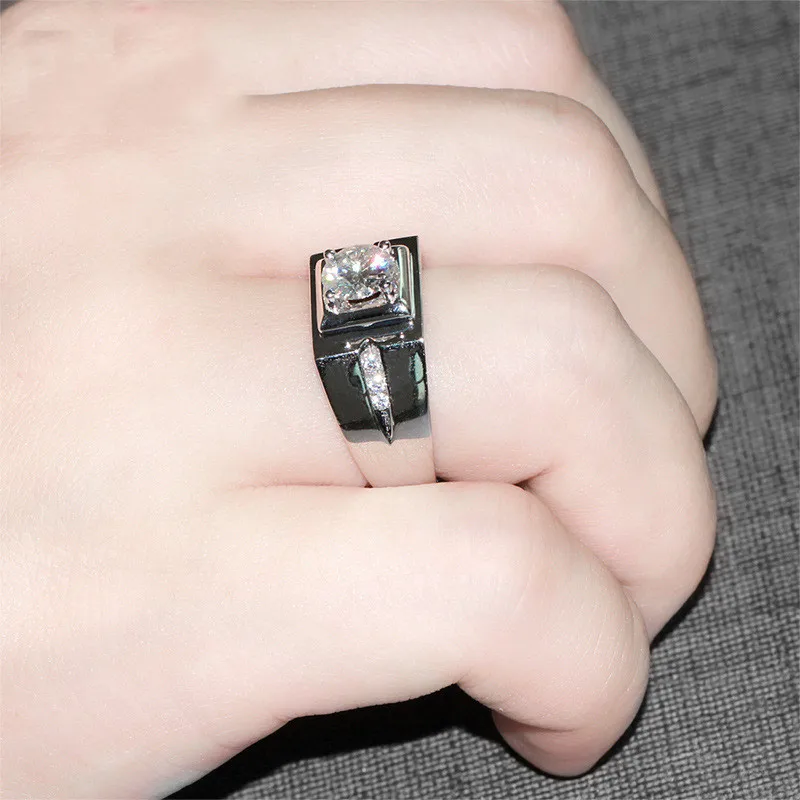Пасьянс мужское кольцо 925 пробы серебро 0.6ct AAAAA CZ Диамант обручальные ювелирные изделия обручальные кольца для мужчин кольцо на палец