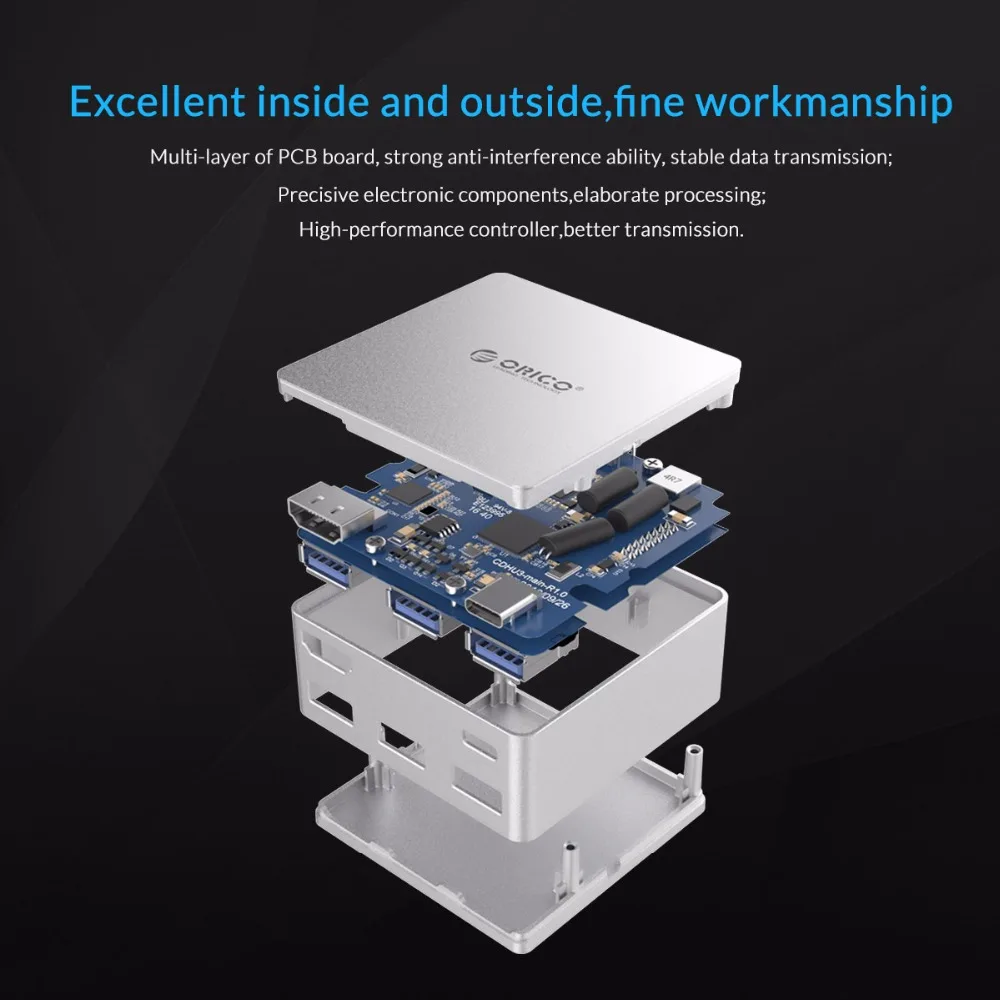 ORICO алюминиевые док-станции для ноутбука TYPE-C-TYPE-C HDMI конвертер для нового Macbook ноутбука Настольный ПК с 3 USB3.0 концентратор