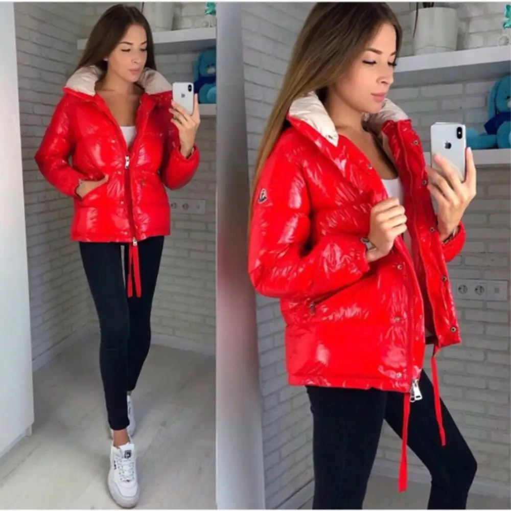 Новинка зимы 2018 Корейская версия яркого пальто с принтом Хлеб Хлопковая женская