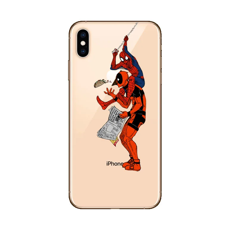 Супер классный Мягкий силиконовый чехол для телефона Marvel Deadpool Super Hero iPhone 7 7Plus 8 8Plus