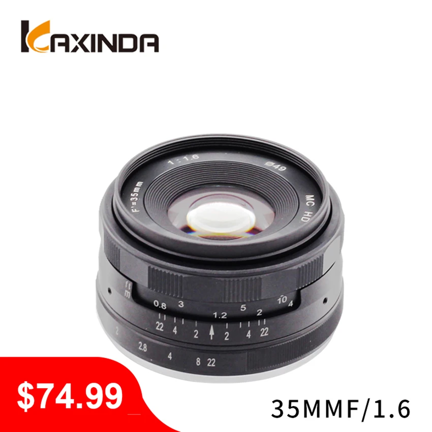 KAXINDA 35 мм F1.6 микро одиночный объектив для камеры olimpus Canon EF-M Fuji XF Sony E ручной фокус |