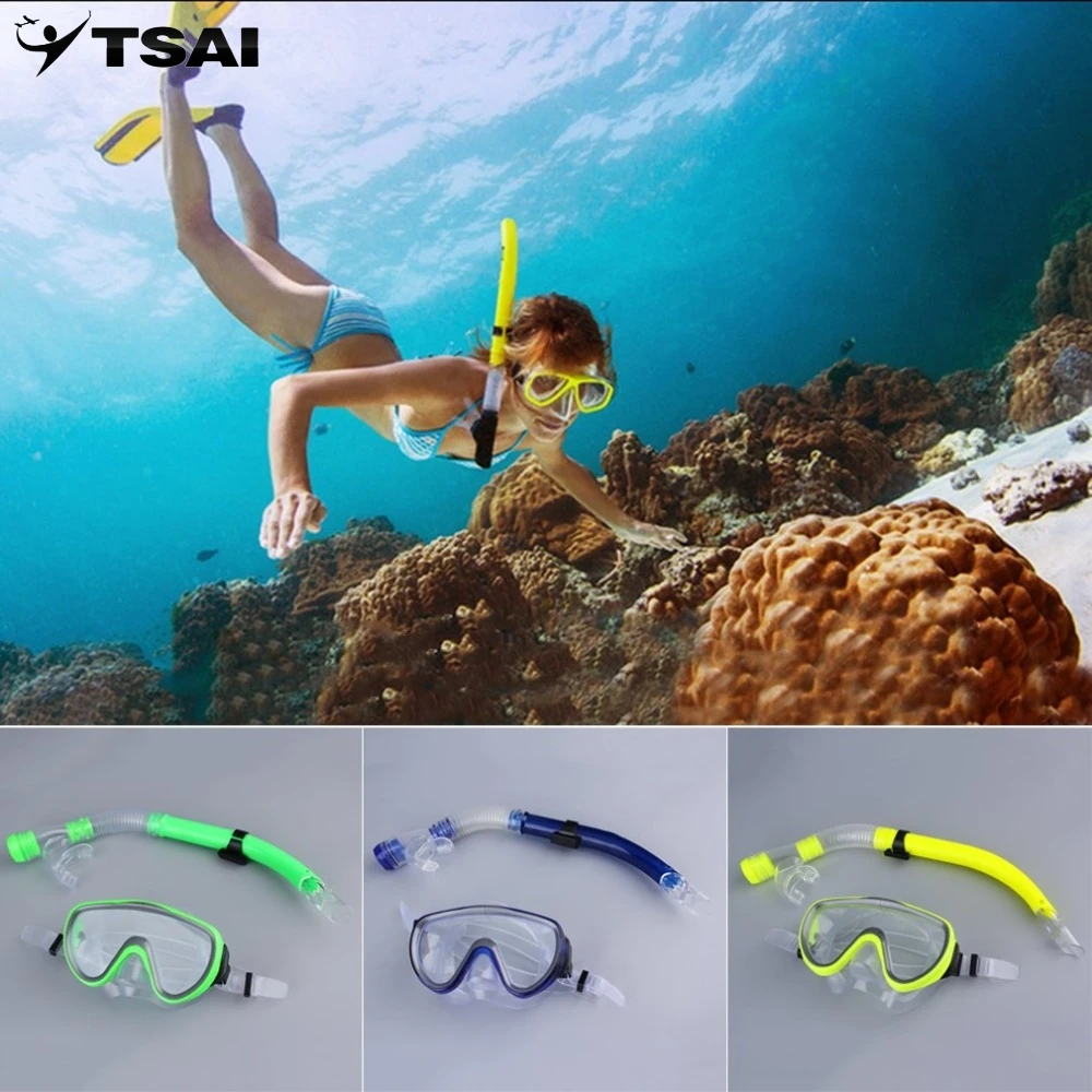 Полу сухая трубка для подводного плавания + маска дайвинга набор стеклянных линз