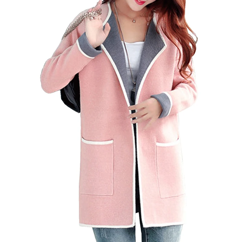 2019 осенне-зимнее женское пальто однотонная верхняя одежда с длинным рукавом и