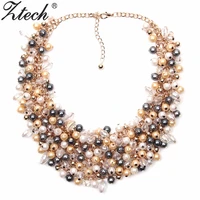 ztech jewelry european american big temperament popular trendy palace beauty simulated pearl necklace statement necklace