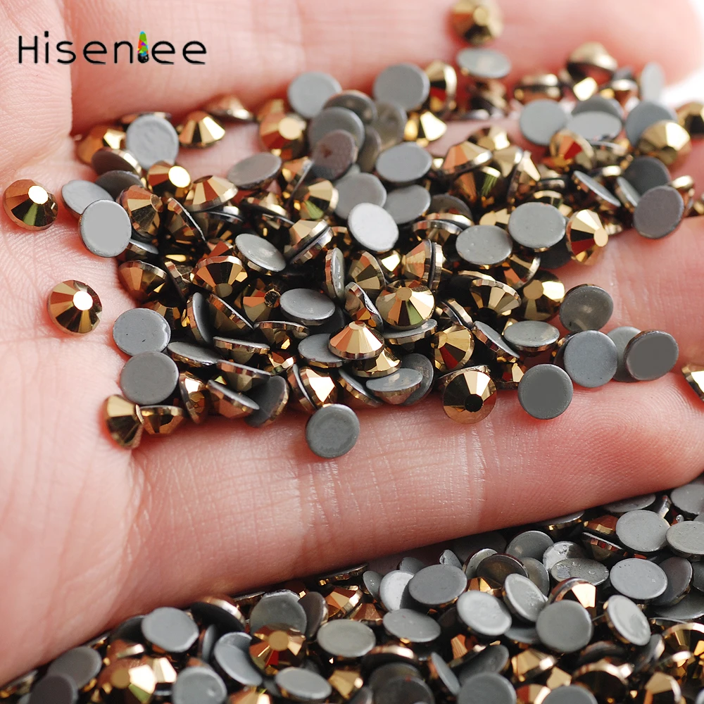 Hisenlee AAAA SS3 ~ SS30 Aurum золото гематит стекло драгоценный камень Горячая фиксация