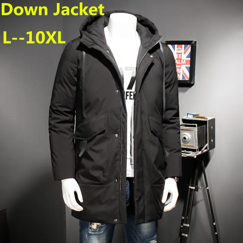 Мужская длинная пуховая куртка с капюшоном зимняя утепленная парка ветровка
