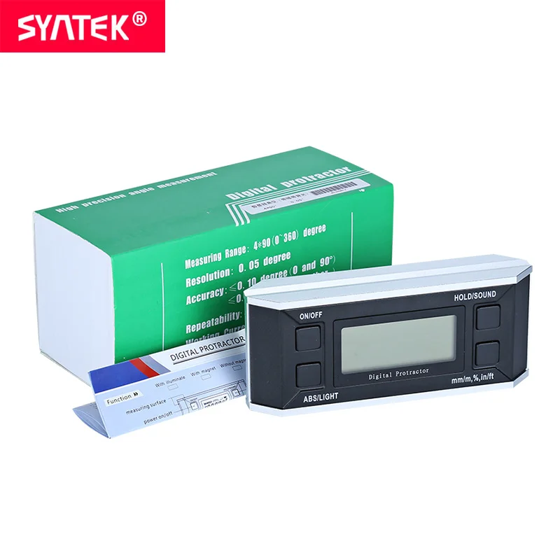 Syntek цифровой угломер и уровень коробки с магнитом освещает электронный