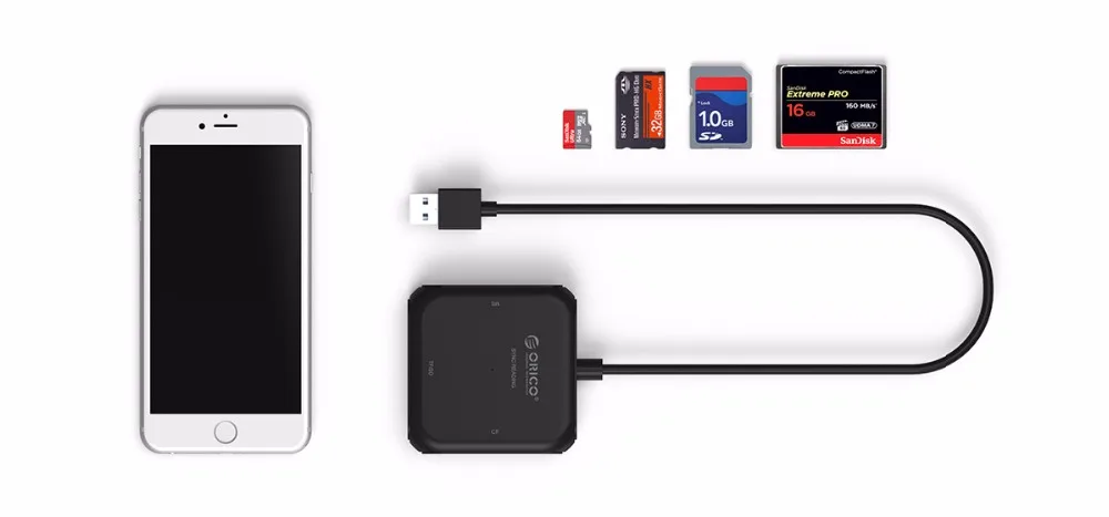 ORICO SD кард-ридер супер скорость USB 3,0 Micro SD TF кард-ридер максимальная поддержка 256 ГБ для компьютера USB 3,0 кард-ридер