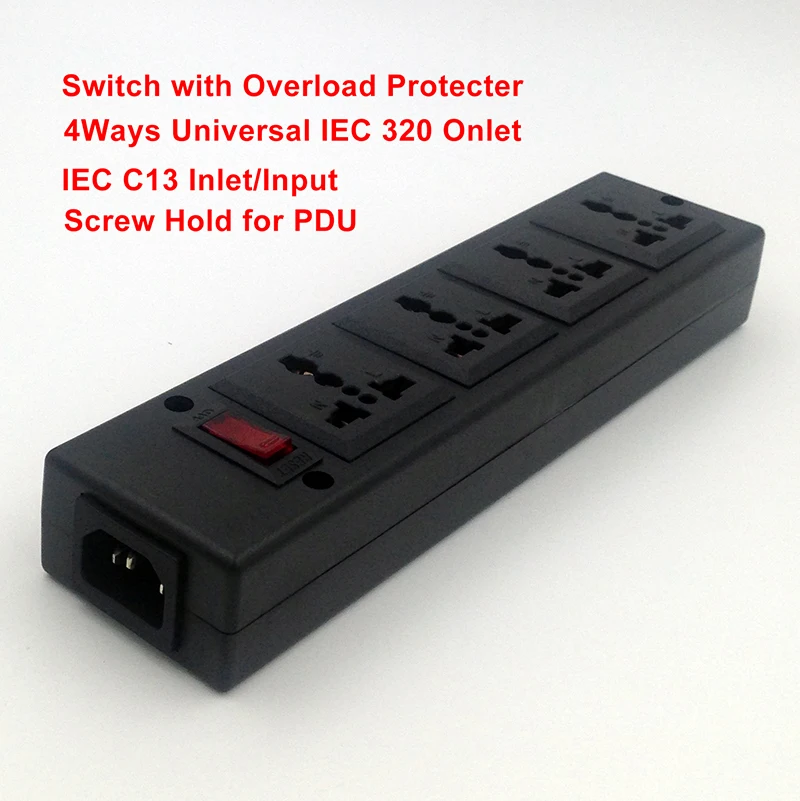 

4 Ways PDU power strip Outlet extend,4-Outlet Universal socket with overload protector,Circuit Breaker Switch,IEC C13 input