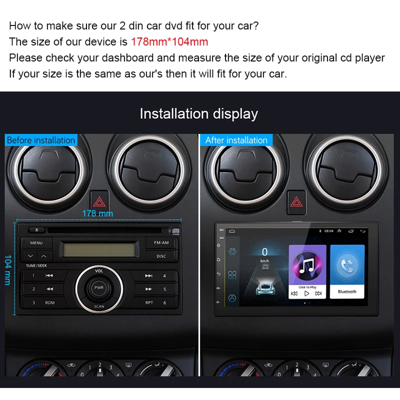 7 дюймовый Android8.1 2 Din автомобильный DVD Радио мультимедийный плеер GPS навигация