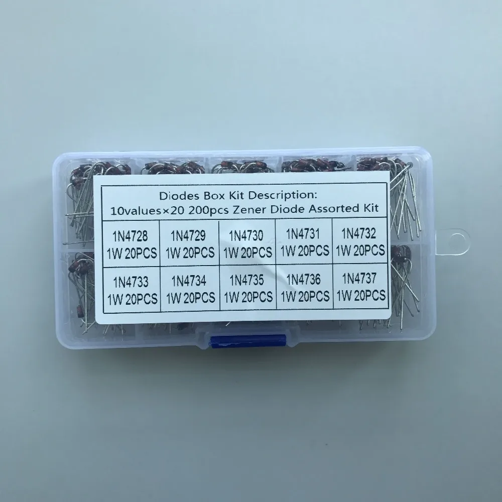10 значений 200 шт. (1N4728 ~ 1N4737) 1N4729 1N4730 1N4731 1N4732 1N4733 1N4734 1N4735 1N4736 ассортимент диодов