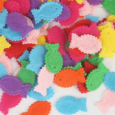 22x13mm fish Beadia Crafts 100 шт./лот случайным образом смешанный сплошной цвет мульти форма фетровая вставка наклейка Аппликация Скрапбукинг DIY Швейные аксессуары - Цвет: 22x13mm fish