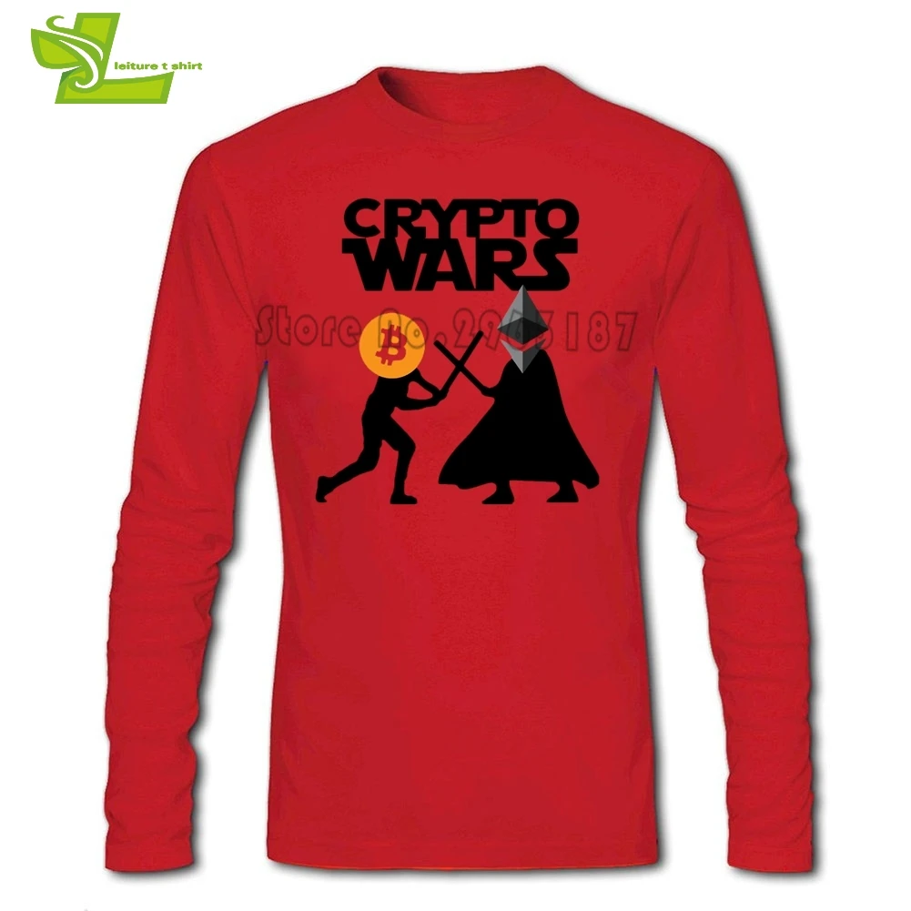 Футболка мужская с длинным рукавом круглым вырезом и принтом криптовалюты |