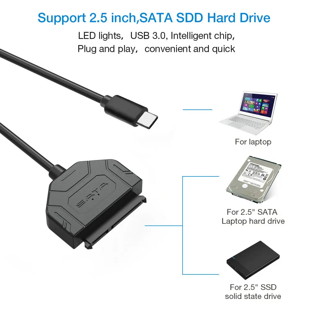 JZYuan USB 3 1 Type C SATA кабели конвертер папа до 2 5 ''HDD/SSD накопитель проводной