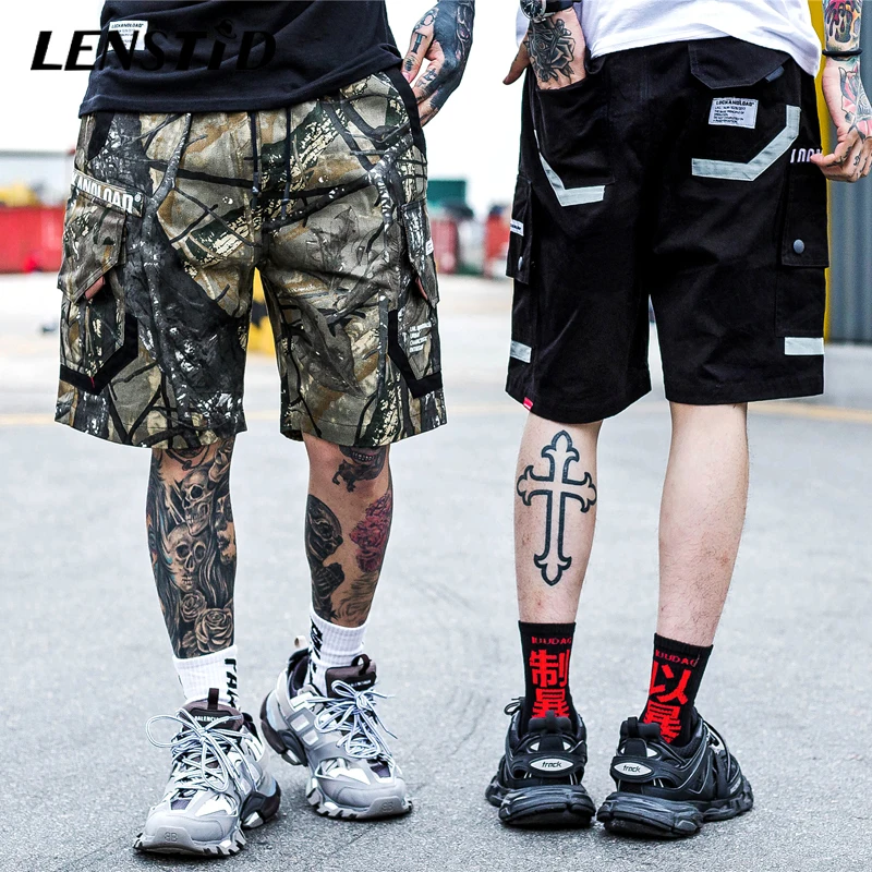 LENSTID цвет блок мульти накладные карманы мешковатые шорты для женщин мужчин хип