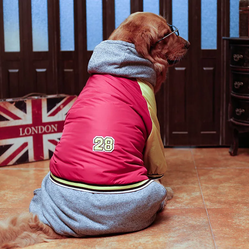 Одежда для больших собак зимняя одежда Теплый комбинезон курта Samoyed золотой