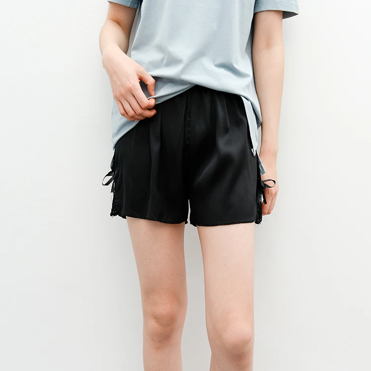 Шелковые милые женские безопасные короткие брюки для девочек черные белые