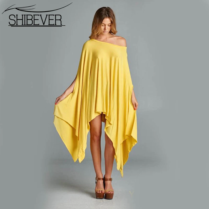 SHIBEVER летнее сексуальное мини-женское платье с рукавами летучая мышь круглым