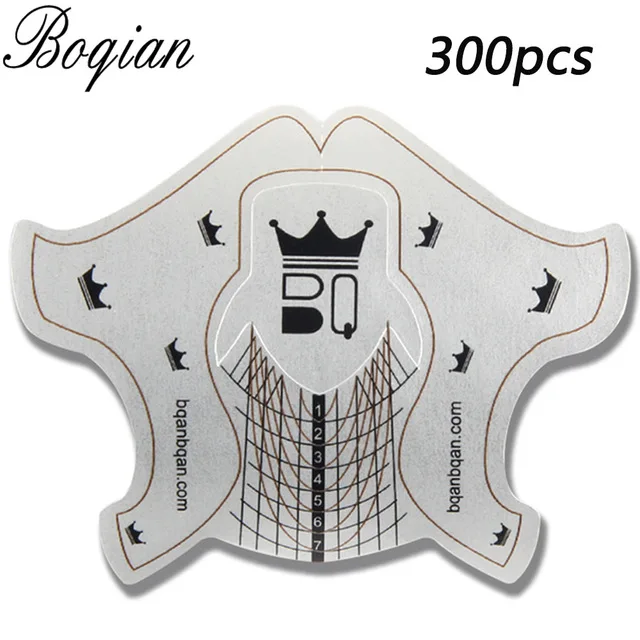 White 300pcs Профессиональные 100 шт легированные красные наконечники для ногтей, направляющие для наращивания ногтей, французский инструмент для рукоделия, акриловая УФ-Гелевая бумага для ногтей - Цвет: White 300pcs